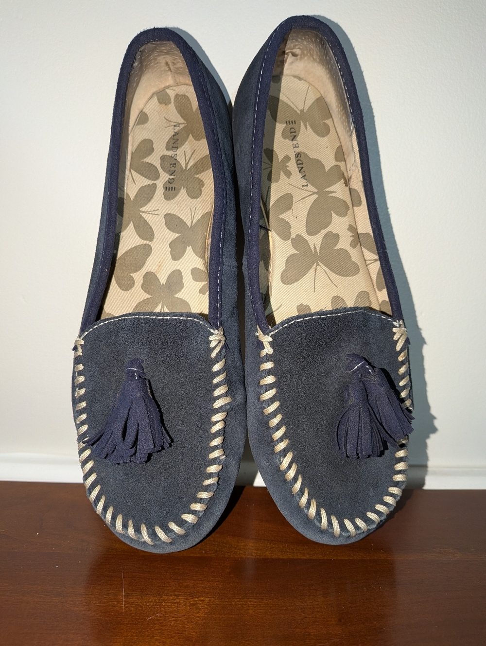 Lands End Navy Tassel Moccasin Loafers Size 8
